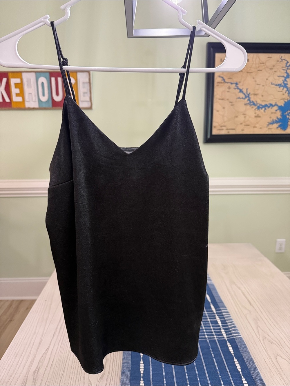 Nine West Black Faux-Leather Spaghetti-Strap Camisole